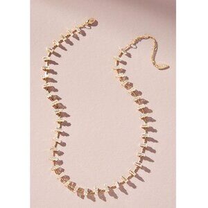 Anthropologie Jagged Baguette Necklace Gold